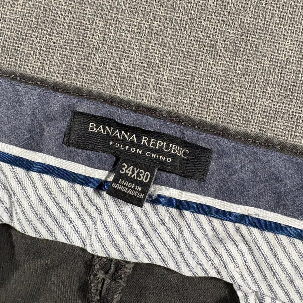 Banana Republic Fulton Chino Men 34x30 (Fits 34x28) Dark Grey Slim Stretch Pants
